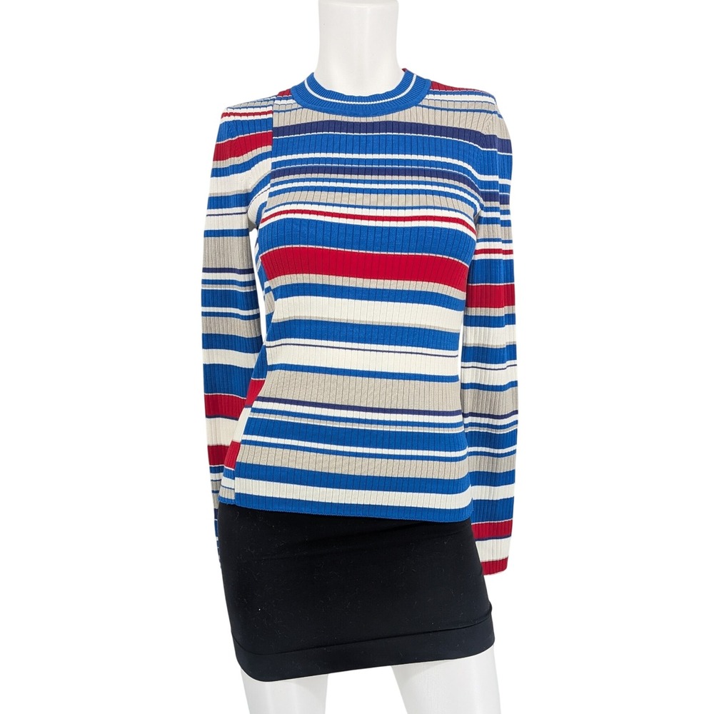 Rag & Bone Striped Rib Knit Sweater Fitted Preppy Retro 70s Crewneck Y2K Small